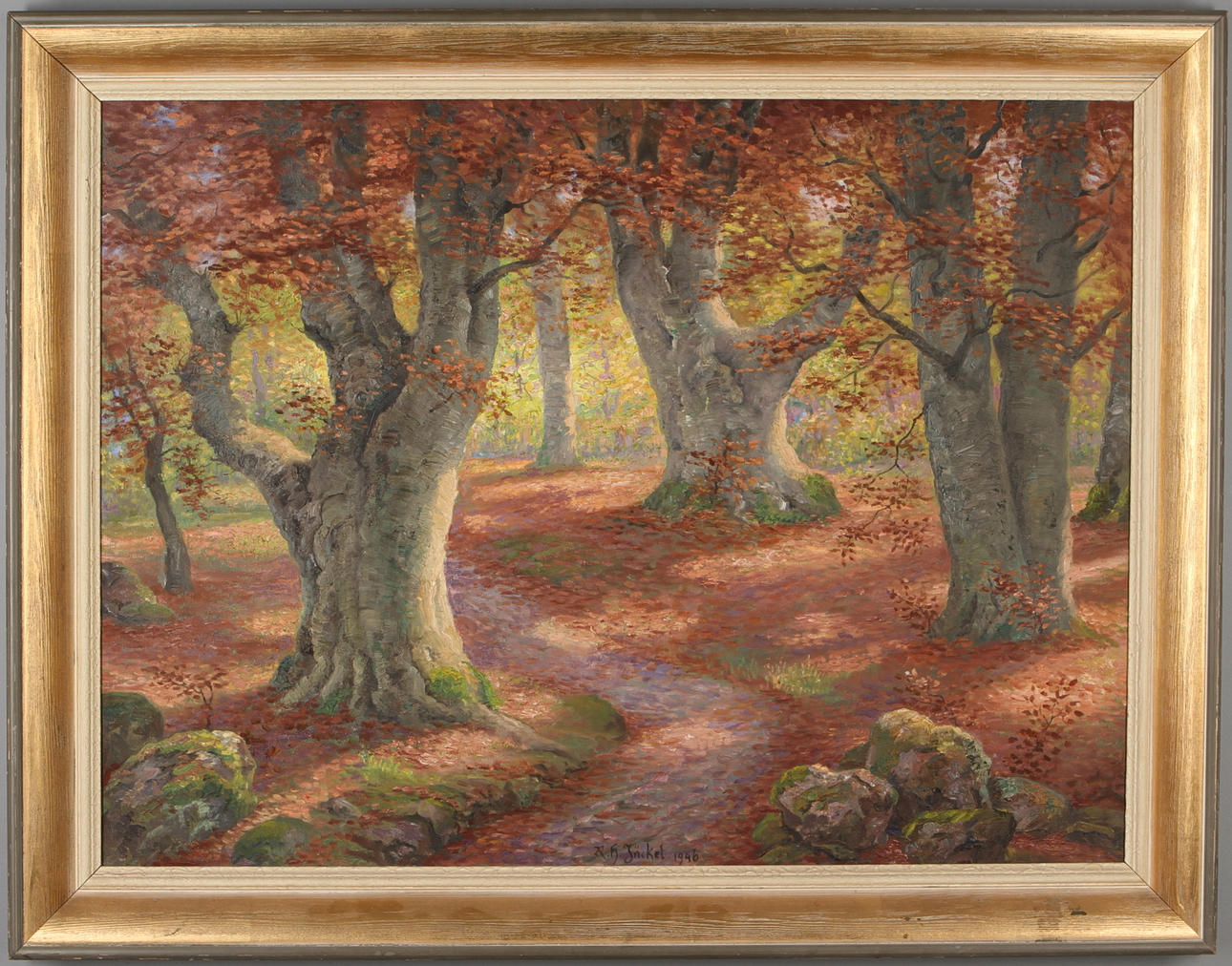 ROBERT HUGO JÄCKEL. Skogslandskap, olja på duk, signerad och daterad 1946.