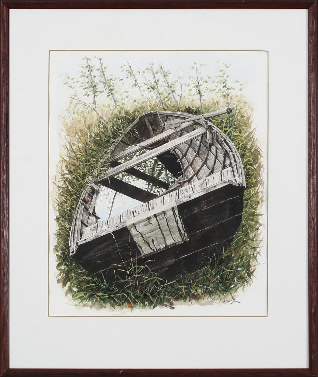 GUNNAR DAHLGREN. Eka, gouache, signerad.