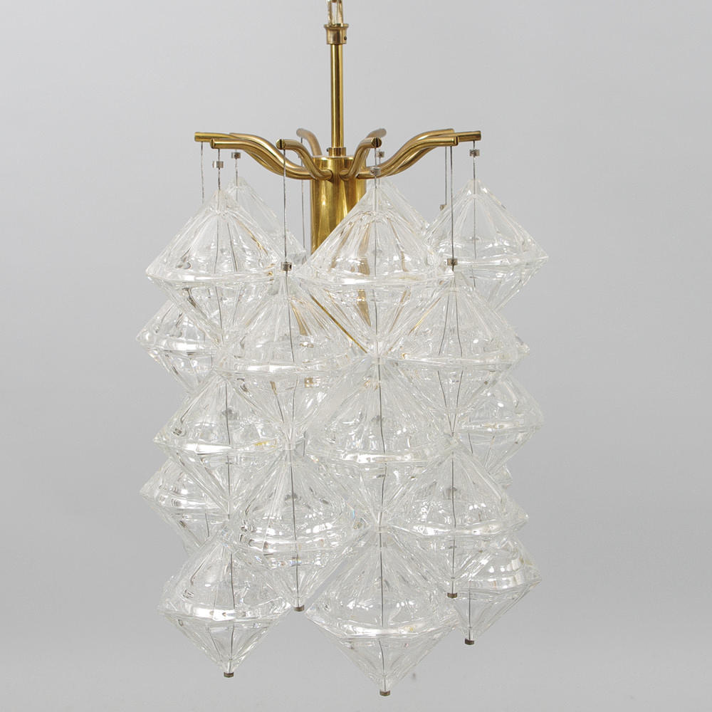 LJUSKRONA, mässing/glas, modern design.