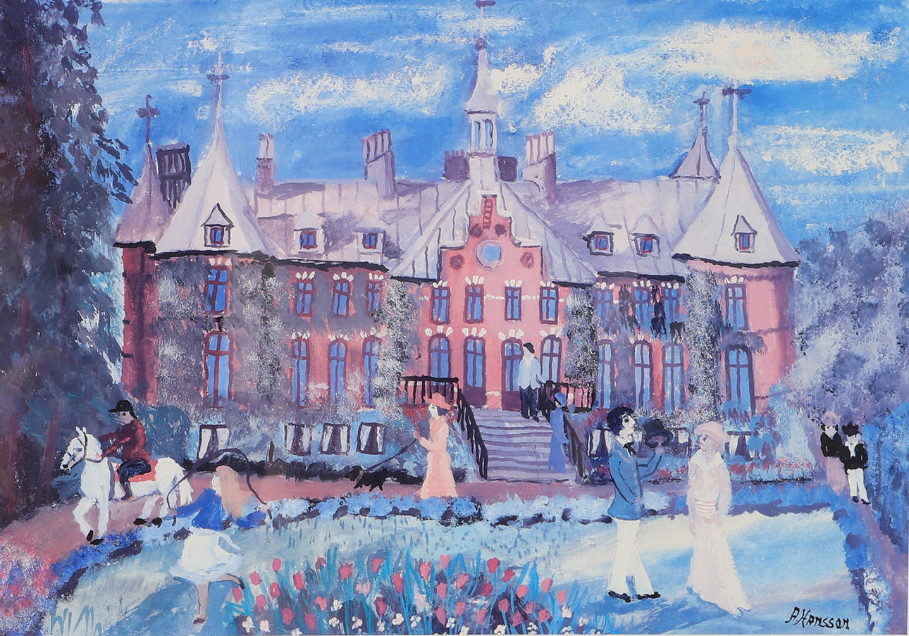 ALMA HANSSON. Castillo de Sofiero, estampa, firmada.