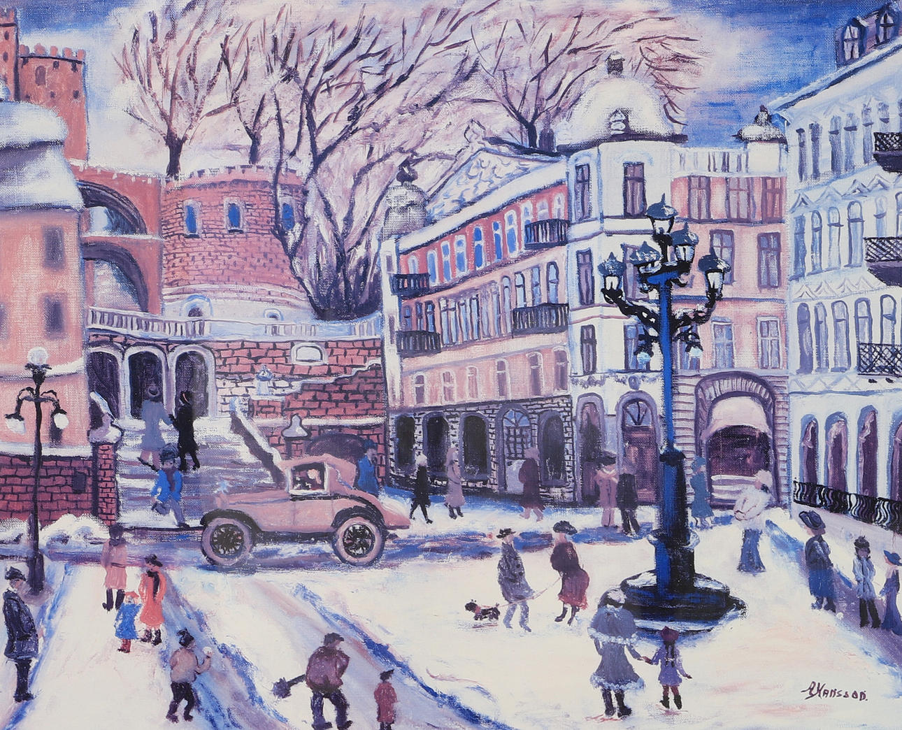 ALMA HANSSON. Stortorget Helsingborg, Druck, signiert.