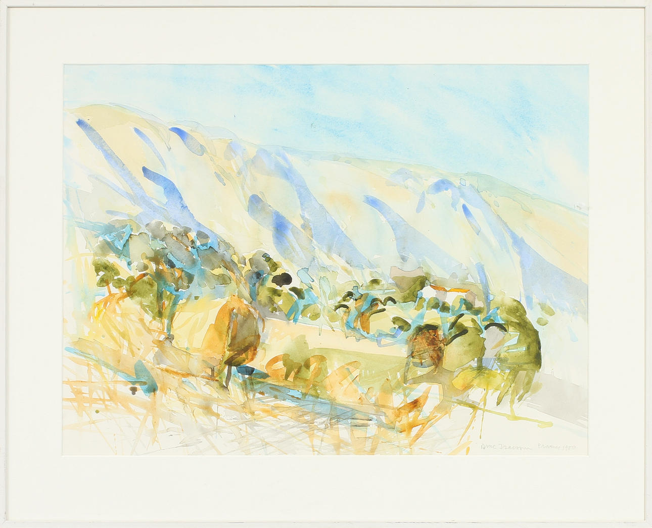 ARNE ISACSSON. Landskap från Provence. Akvarell, signerad och daterad 1980.