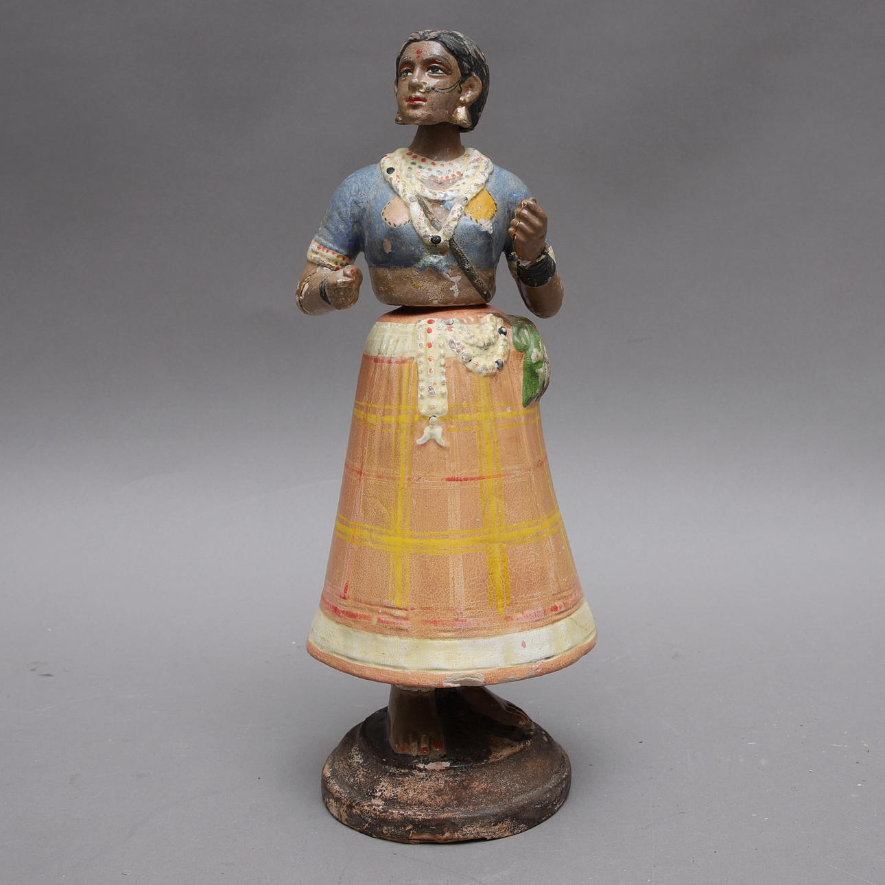 DOLL, Thanjavur dancing bobblehead, papier mache, India.