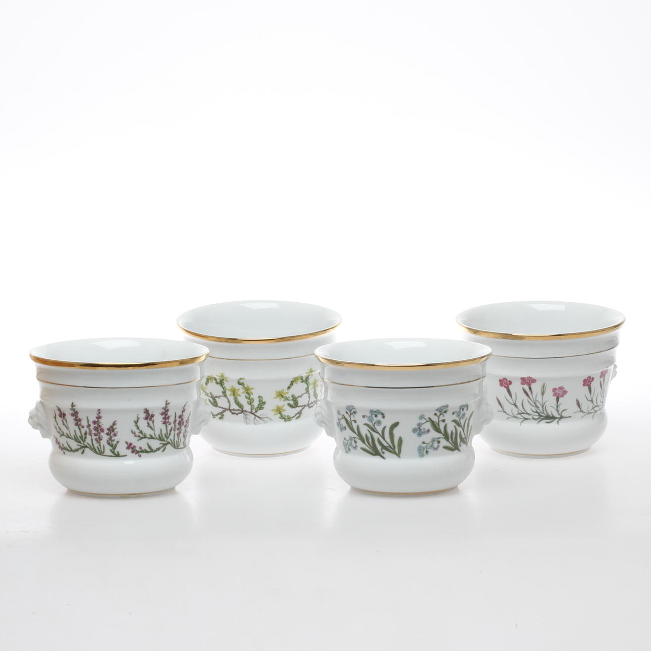 YTTERFODER, 4 st, porslin, "Carl Von Linné", Kungliga Porslinsfabriken Tettau, Tyskland.