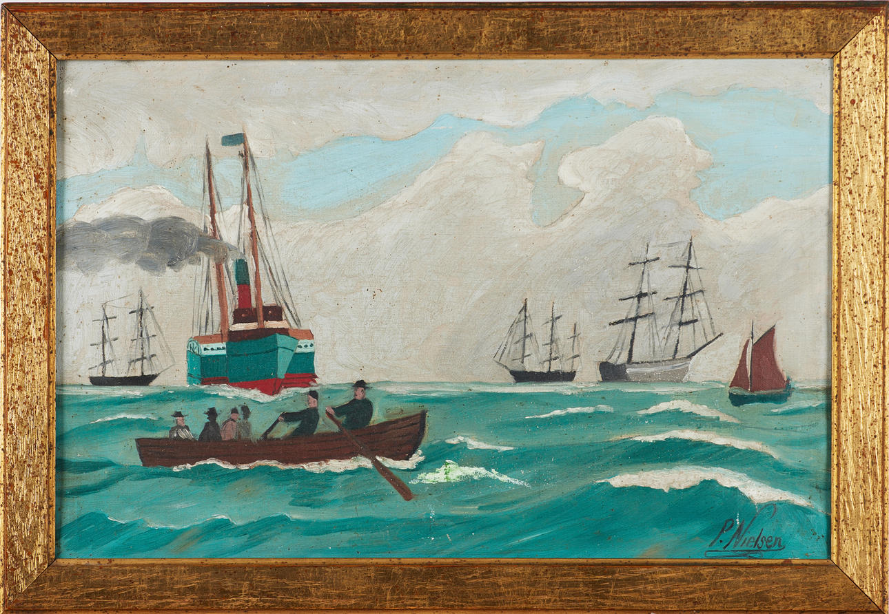 P.NIELSEN, marine motif, oil on canvas, signed P. Nielsen.