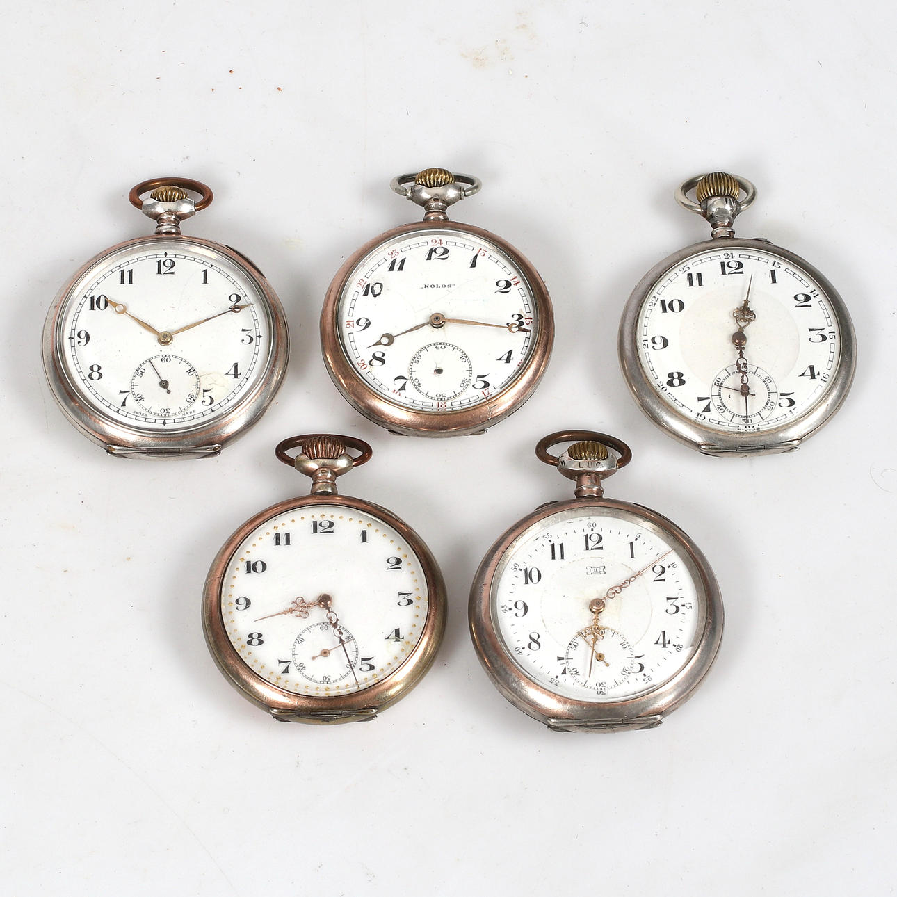 RELOJ DE BOLSILLO, 5 uds. plata, 18/1900.