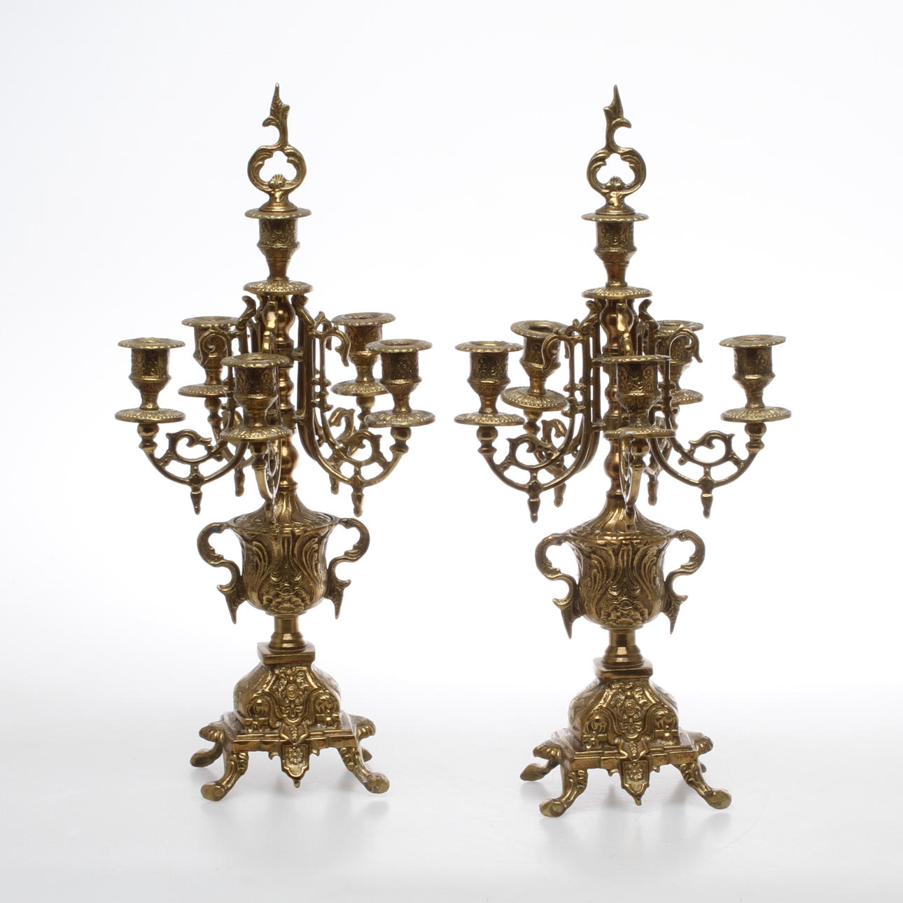 KANDELABRAR, ett par, mässing, 1900-tal.