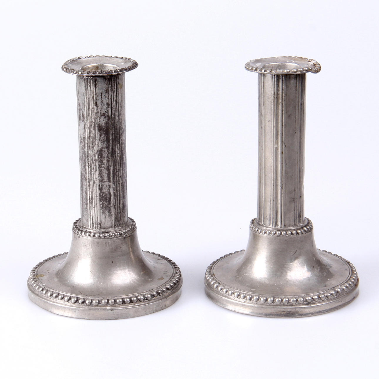 LJUSSTAKAR, ett par, tenn, Anders Samuel Wetterqvist, Stockholm, 1784 och 1783.