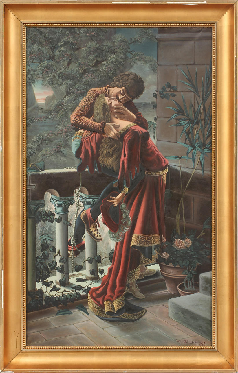 OIDENTIFIERAD KONSTNÄR. Romeo och Julia, olja på duk, sign O.Lindberg.