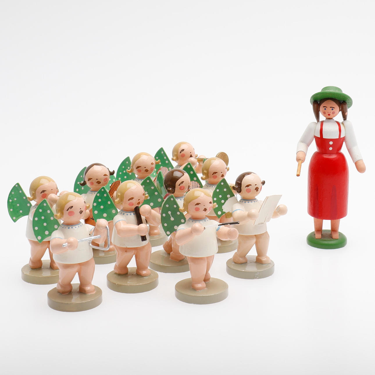 FIGURER, 11 ST, Erzgebirge, lackerat trä.