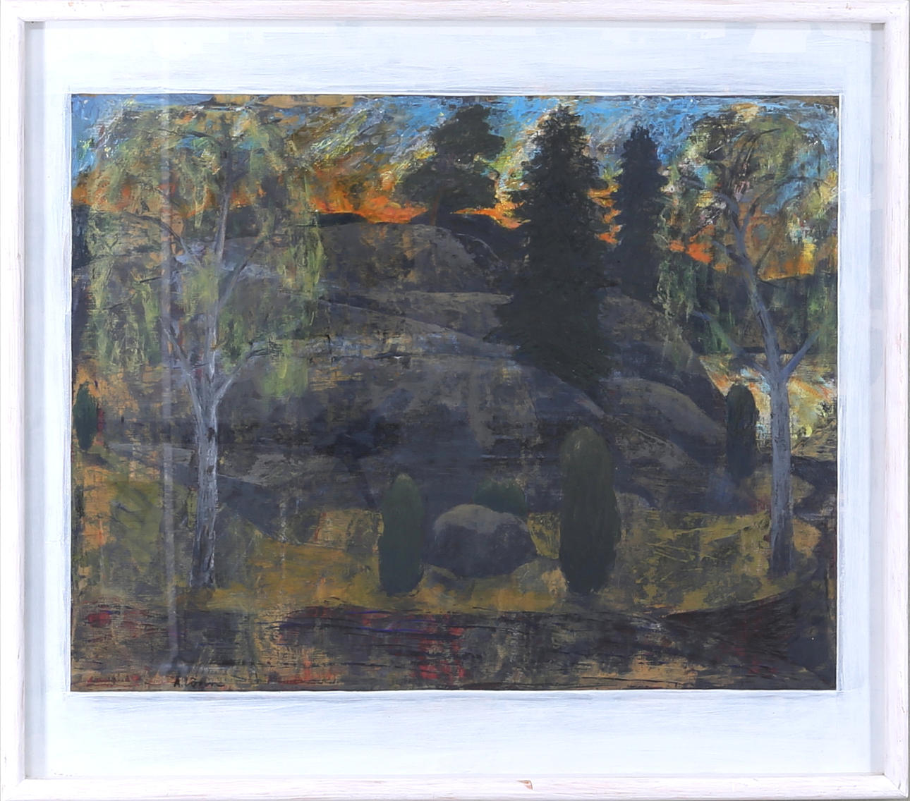 ANDERS LÖNN. Skogsgläntan, blandteknik, signerad A Lönn.