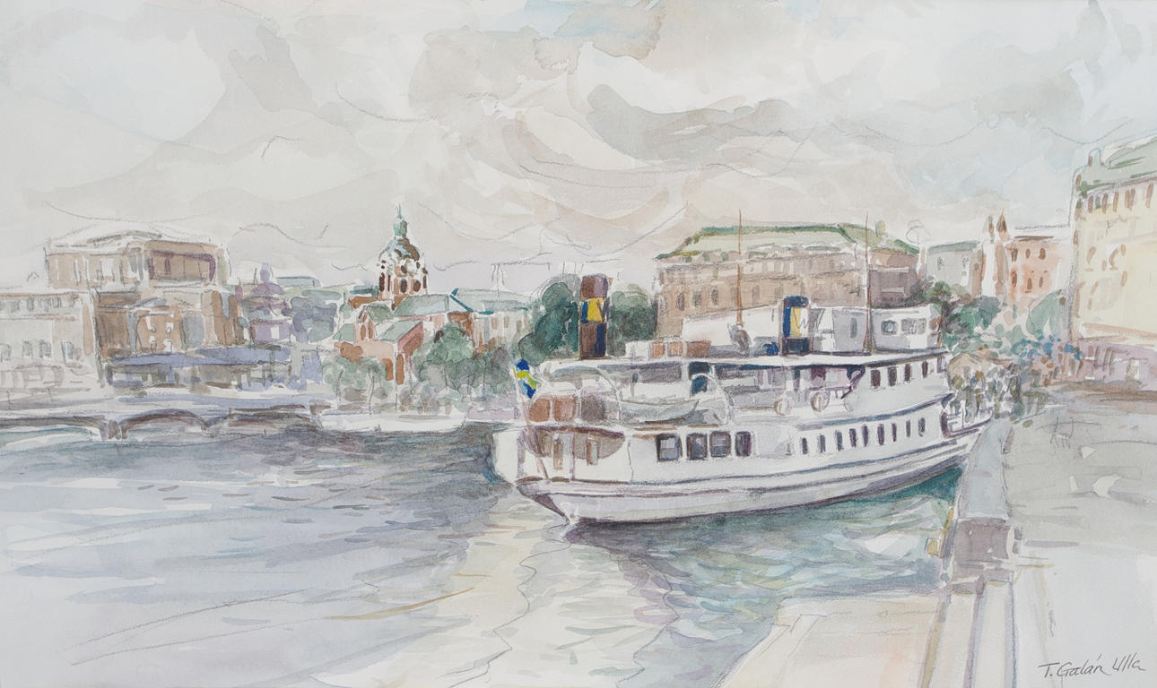 TEO GALAN ULLA. "Nu", akvarell, signerad T. Galla Ulla.