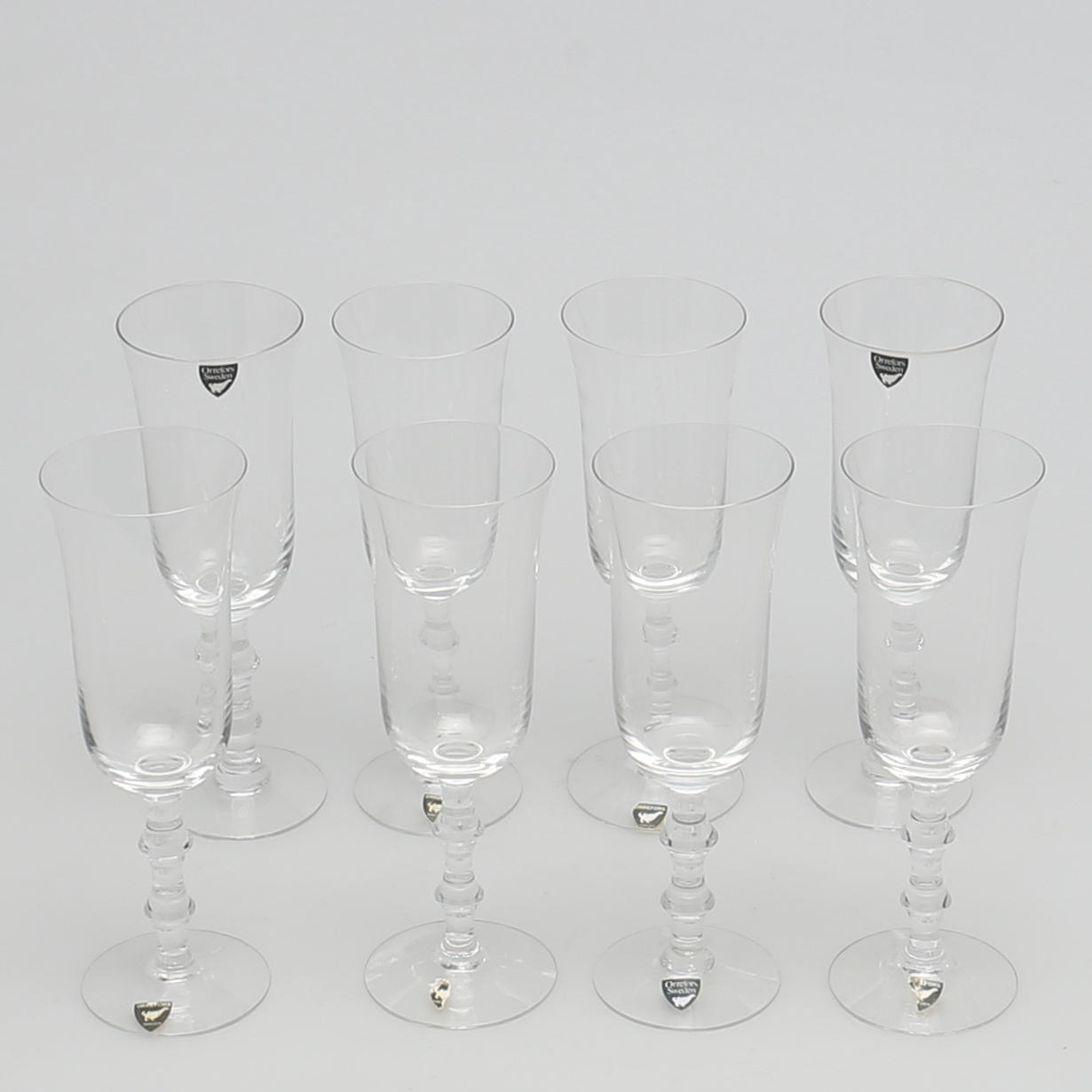 CHAMPAGNEGLAS. 8 st. "Salut", Simon Gate, Orrefors, Sverige.