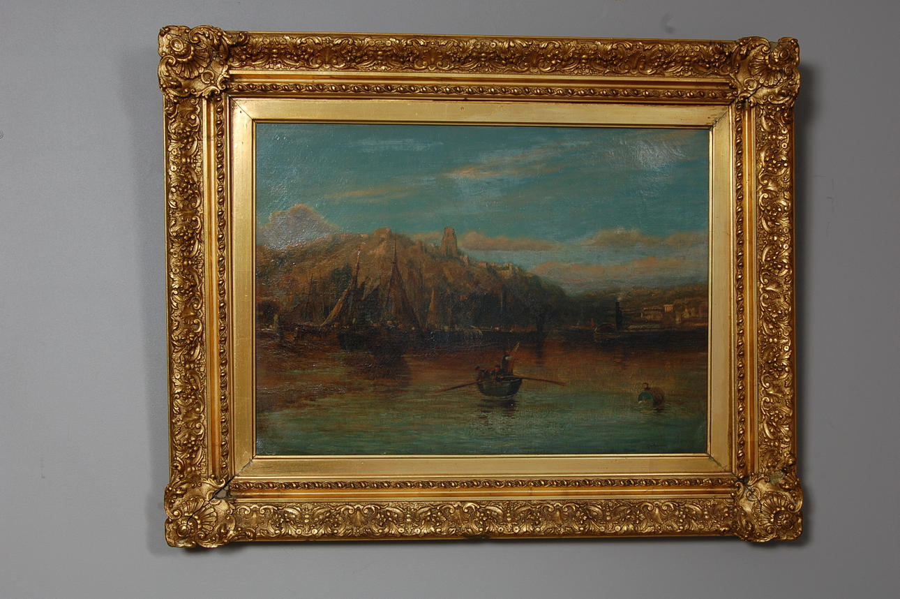 GEORGE HENRY BOUGHTON. TILLSKRIVEN. Fiskande sällskap. Olja på duk, bär signatur.