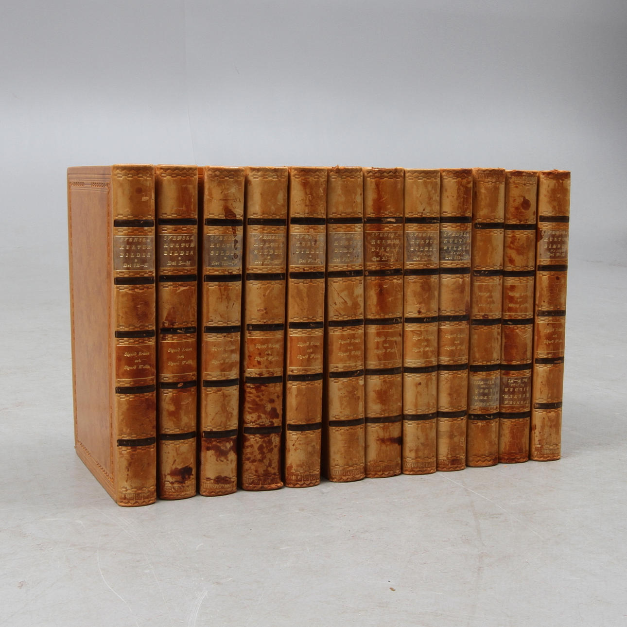 BOKBAND, 12 delar, Svenska Kulturbilder, Sigurd Erixon och Sigurd Wallin, Skoglunds Bokförlag, Stockholm, 1930-tal.