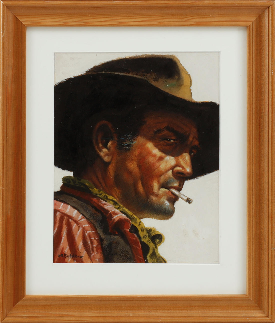 STEPHEN RICHARD BOLDERO. Cowboy, blandteknik, signerad. Konst - Måleri ...
