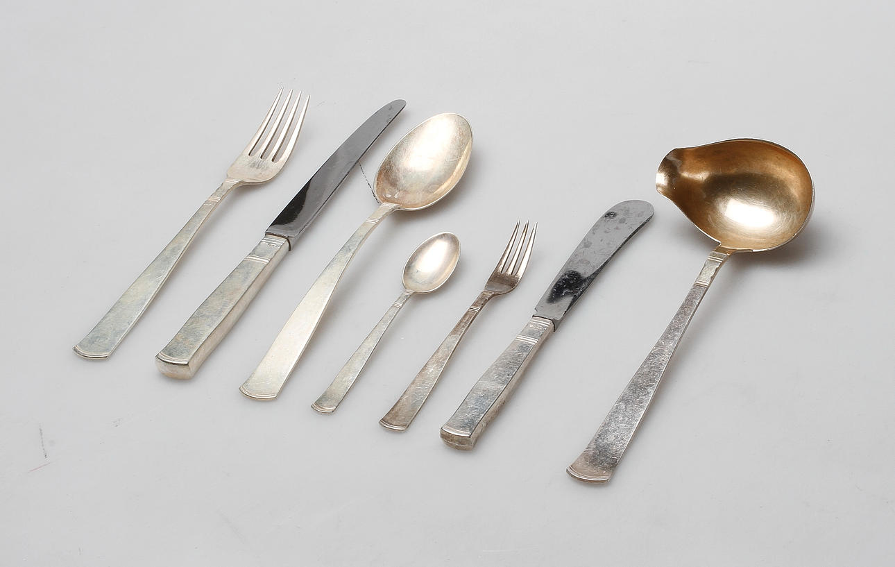 BESTICK, 40 delar, silver "Rosenholm",GAB, vikt ca. 1450g.