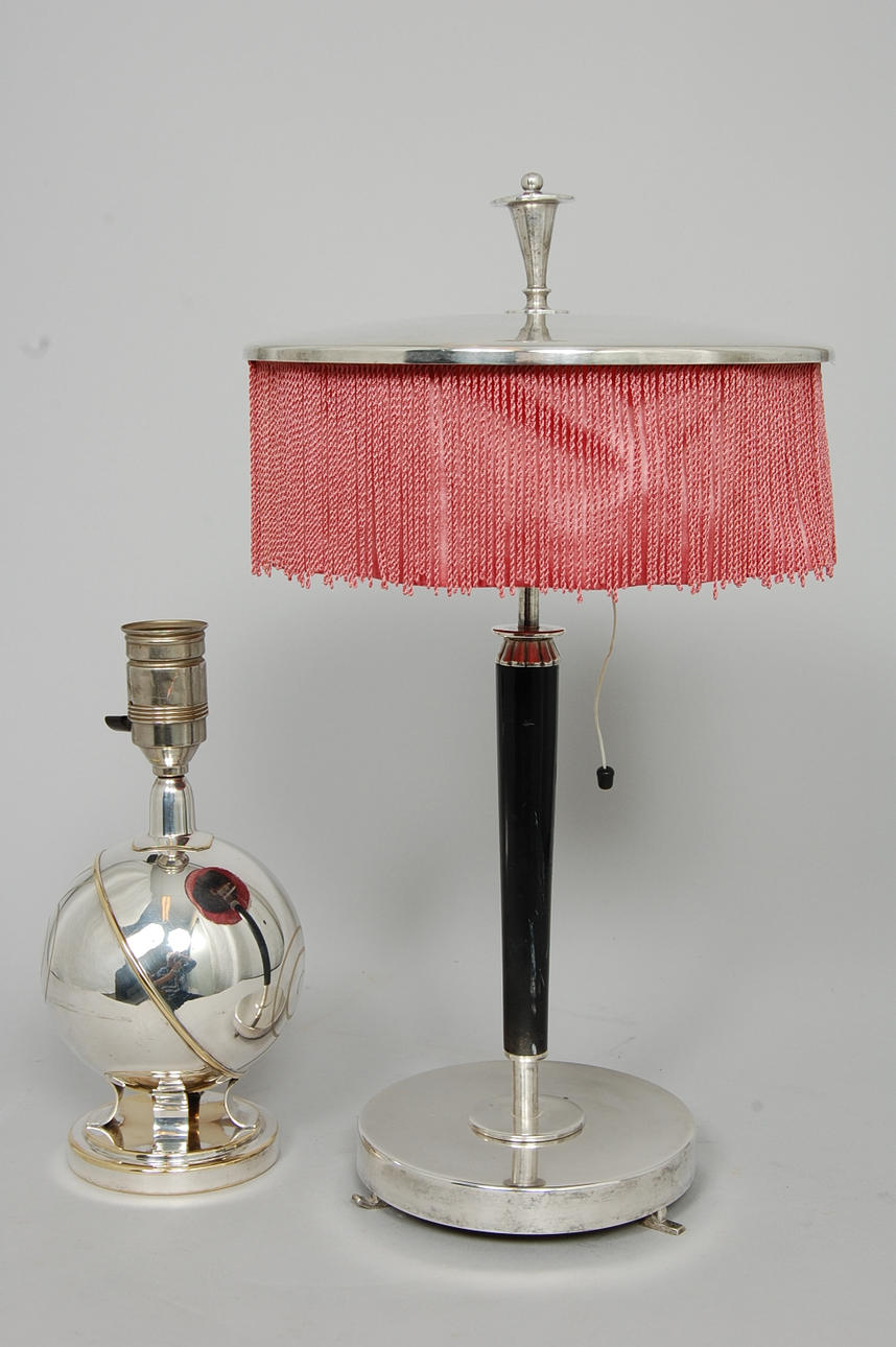 BORDSLAMPOR, 2st Art Deco 1920-tal, nysilver.