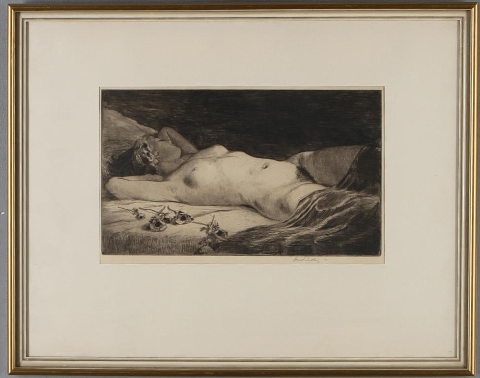 HARALD SALLBERG. etsning, nakenstudie, signerad samt daterad -32.