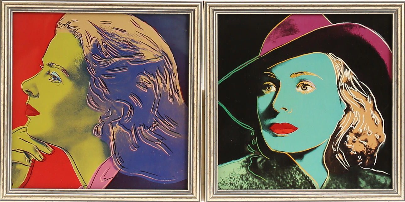 ANDY WARHOL. Efter, offsettryck, "Ingrid herself" och "Ingrid with hat".