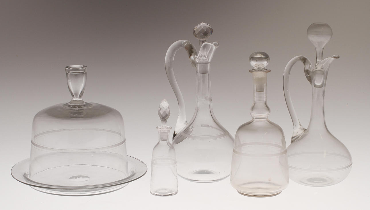 PARTI GLAS, 5 delar, slipad Rydbergsdekor.