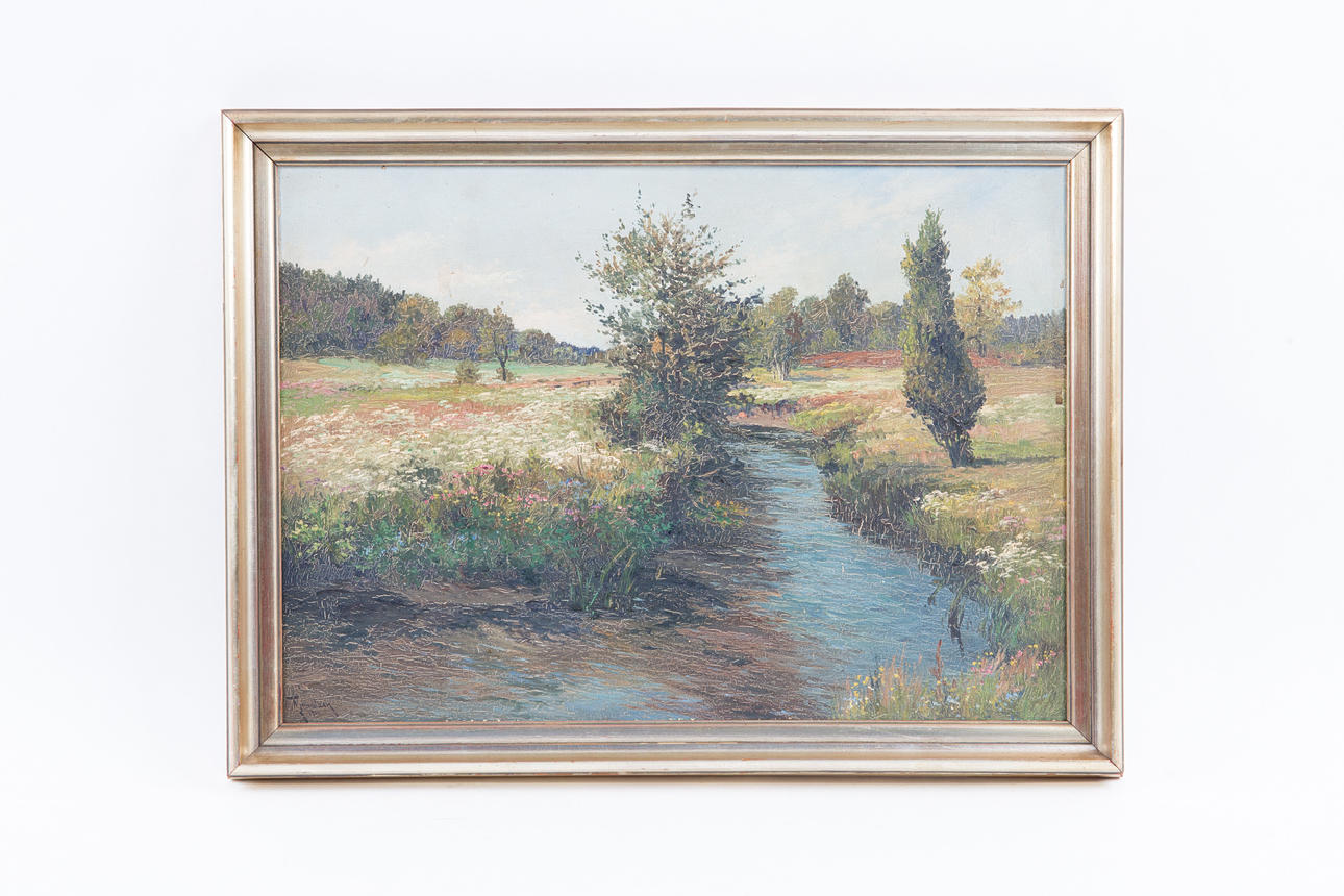 HENRY GUNDLACH. Gemälde, Flusslandschaft, 1941.