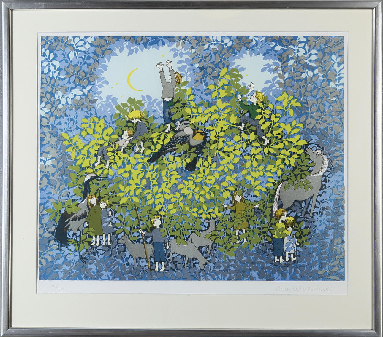 ILON WIKLAND. Lithography, "Summer Night", signed and numbered.