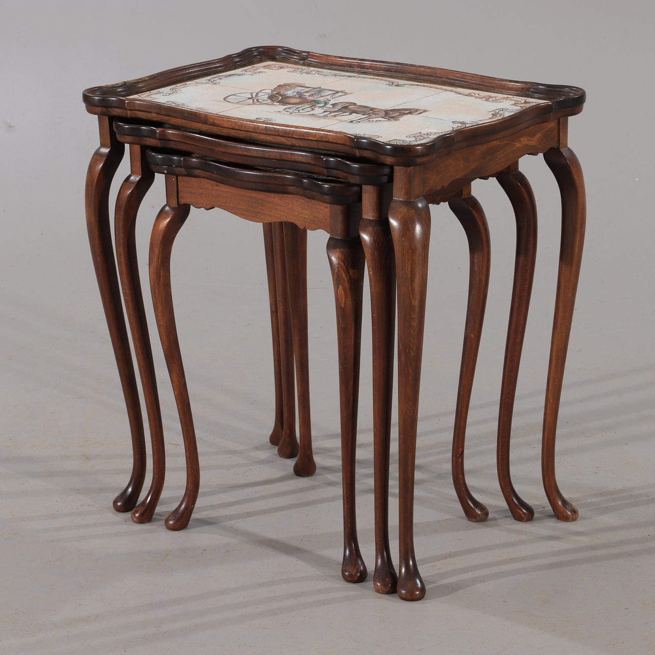 CHAIR TABLE, 3 parts, stained beech with tile back, rococo style.