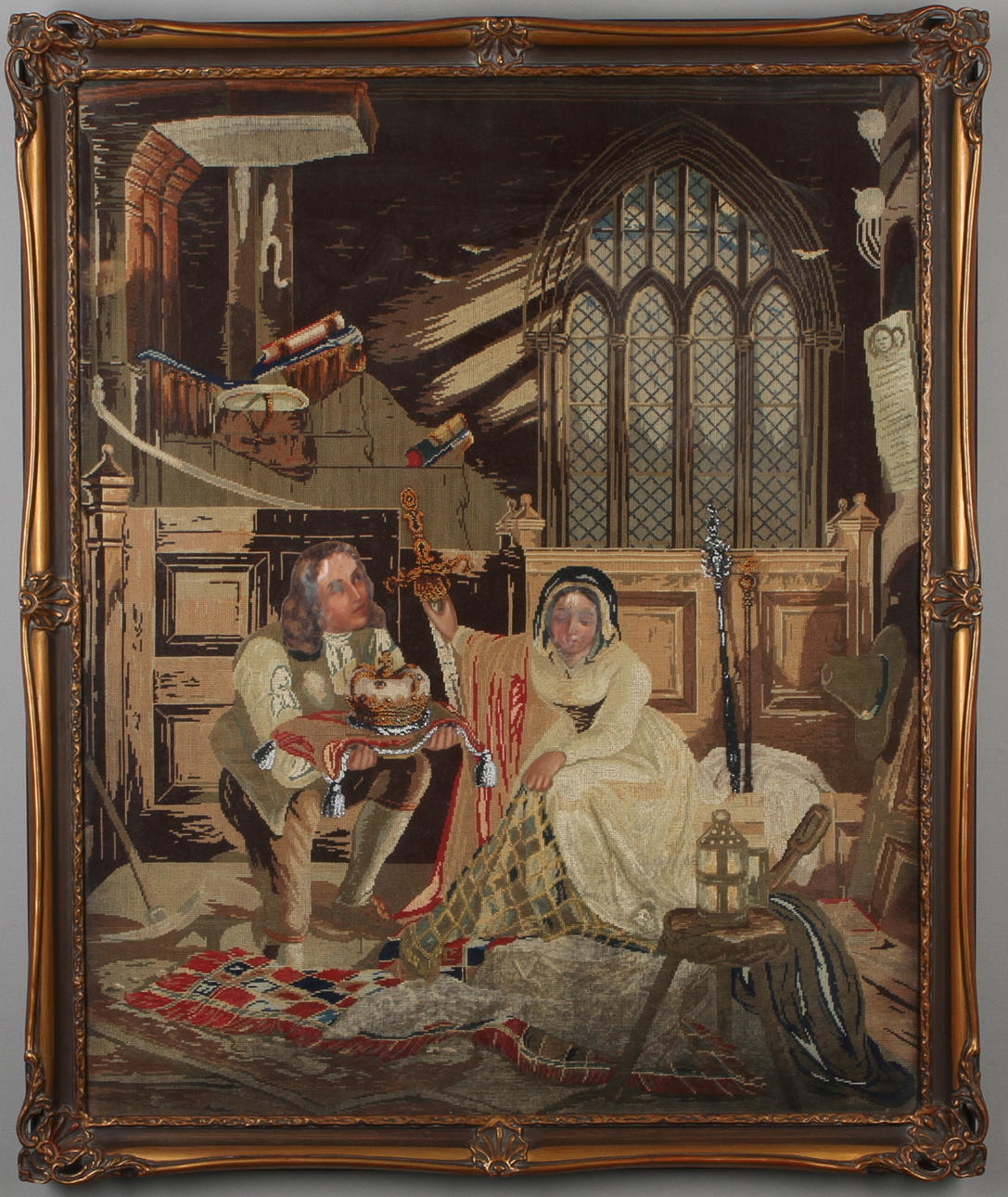 BRODERITAVLA, med bla pärlbroderi.