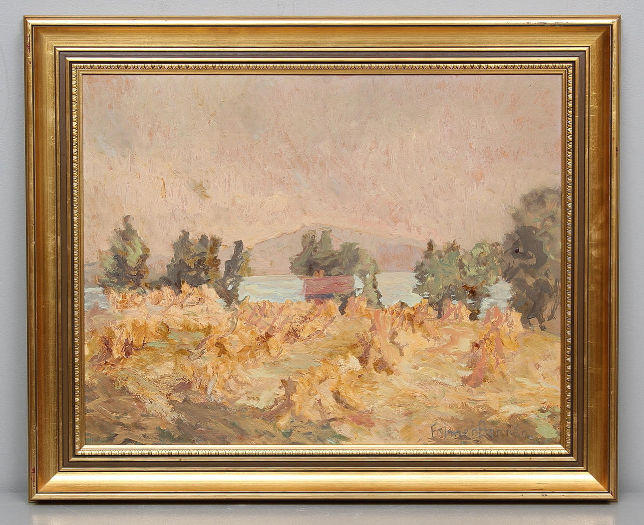 FOLMER BONNÉN. olja på pannå. Signerad.