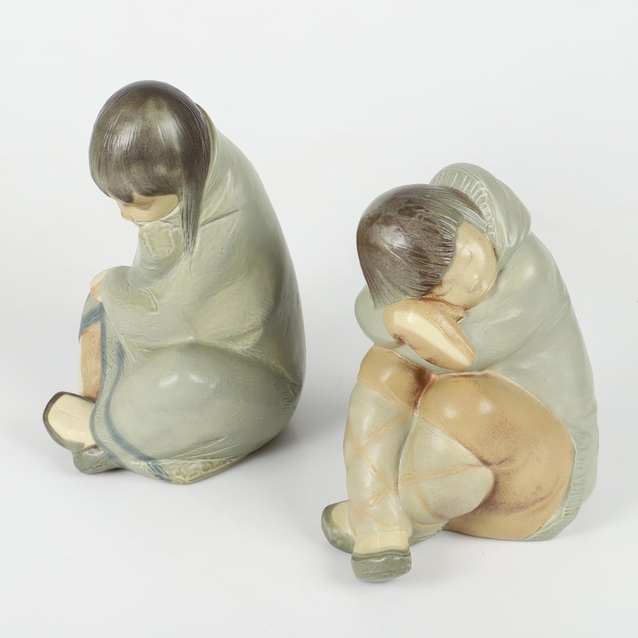 FIGURINER, 1 par, eskimåbarn, porslin, Lladro.