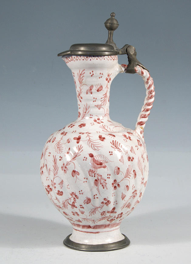 KANNA MED TENNPLAGG, märkt: B, 1800-tal.