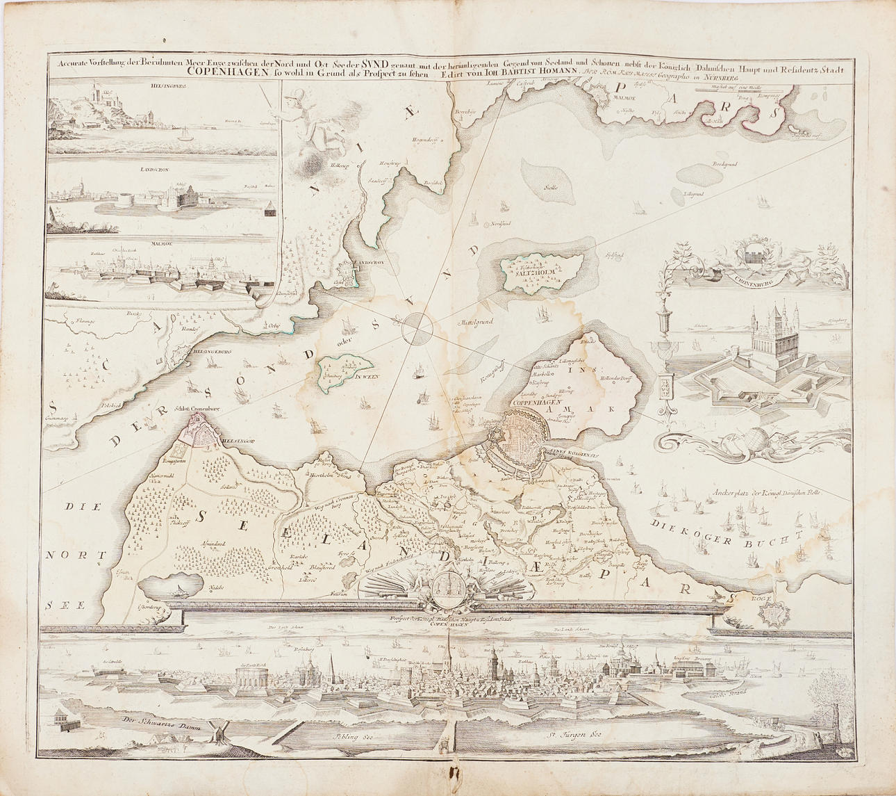 Karta Köpenhamn av Homann.