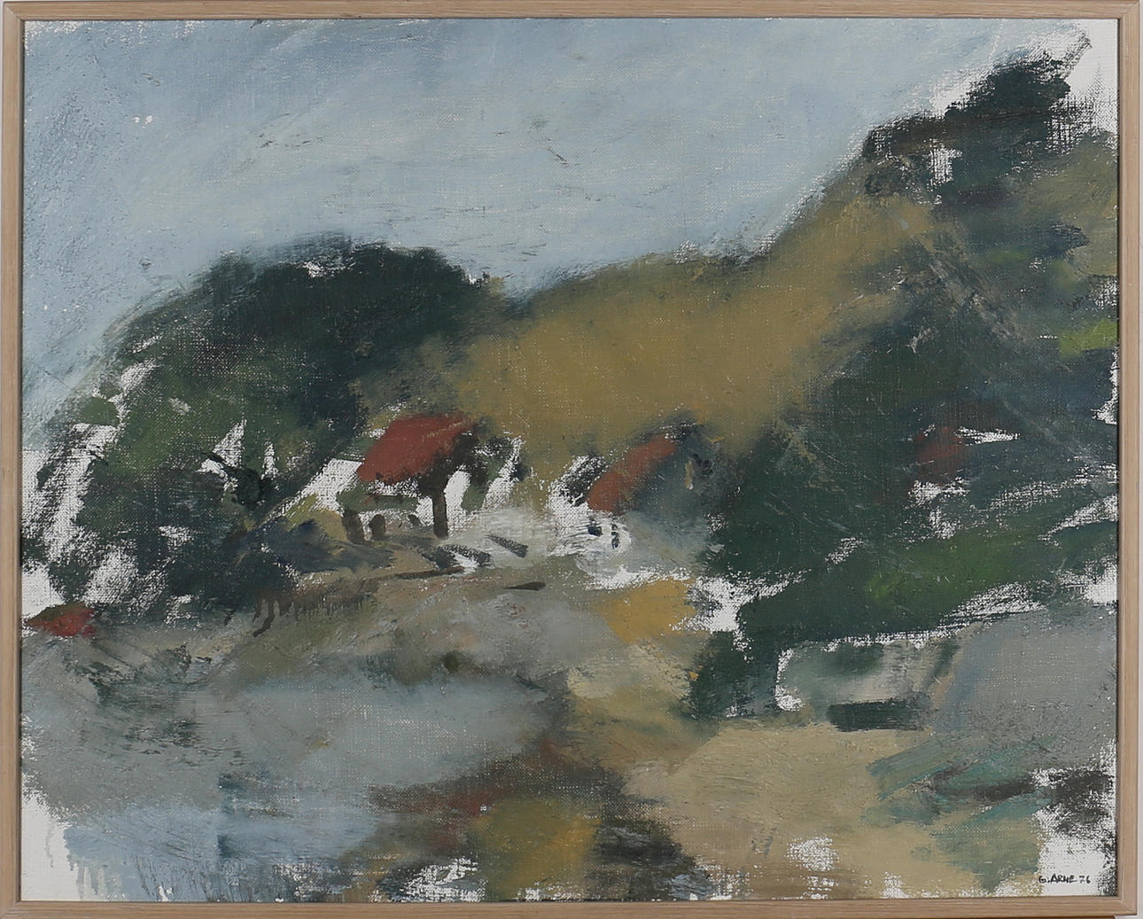 GUSTAV ARNE. Kyrkbacken. Olja på duk. Signerad G Arne och daterad -76.