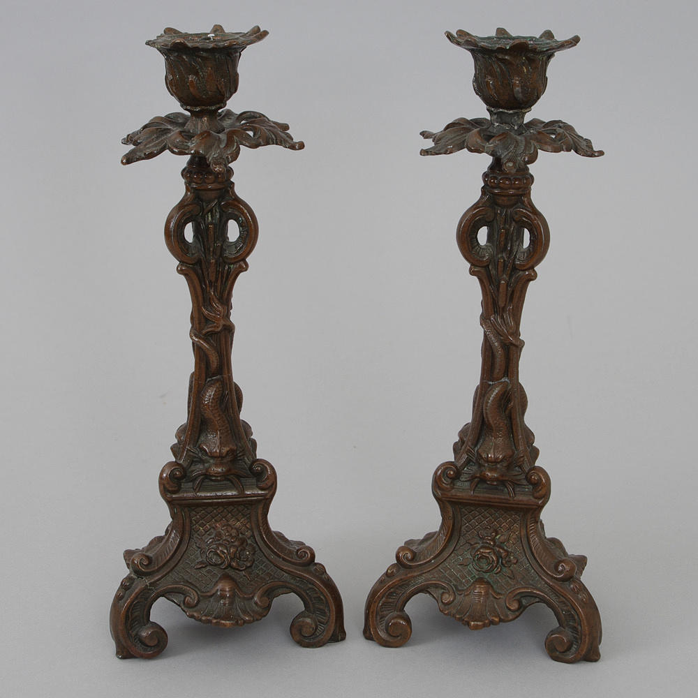 LJUSSTAKAR, 1 par, bronserade, barockstil, 1900-tal.