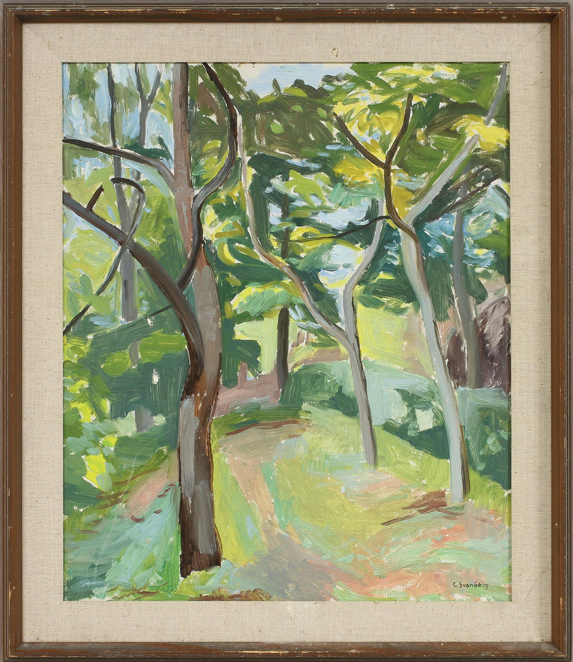 CARL SVANBERG. Vårskog. Olja på pannå, signerad.