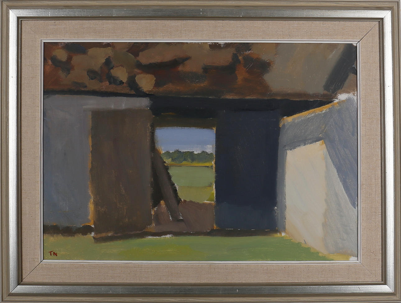 TAGE E NILSSON. "Öppna portar". Olja på pannå. Signerad T N.