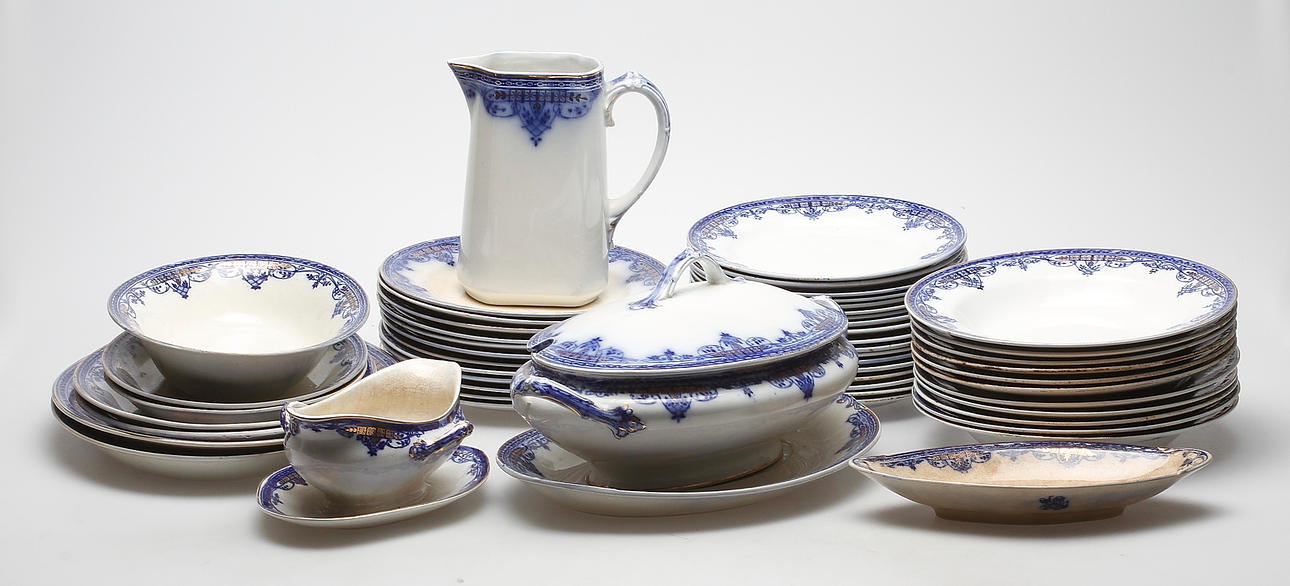 MATSERVIS, 52 delar, flintgods, "Sultan", Gustafsberg.