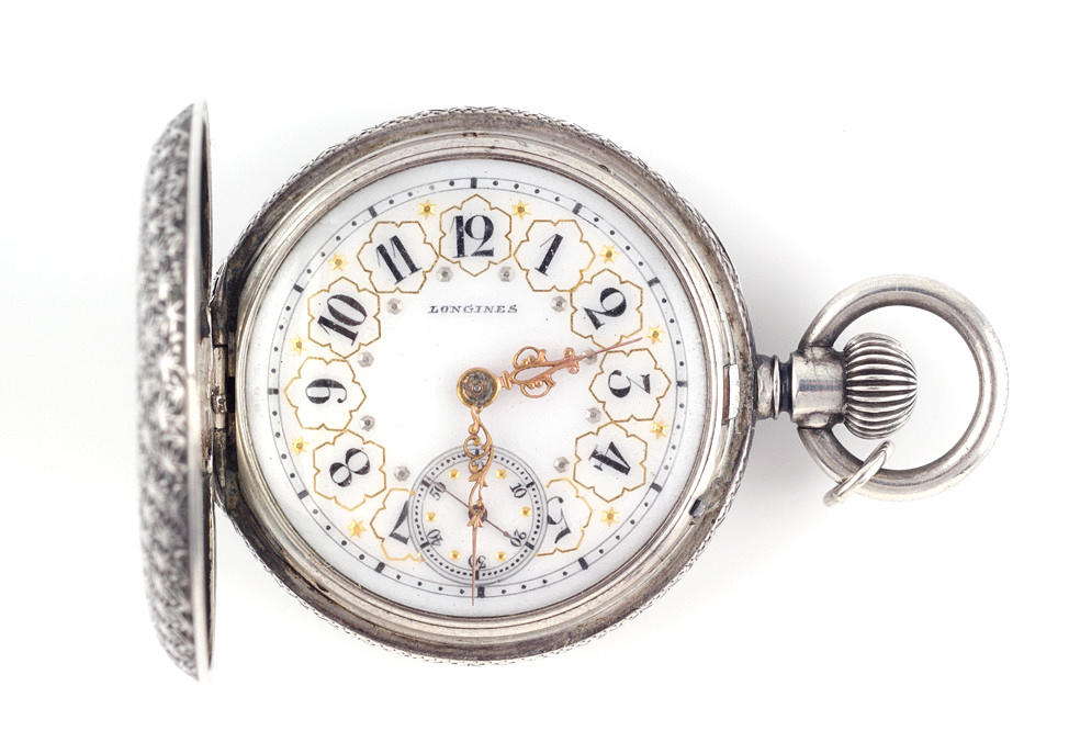 FICKUR, Longines, silver? , omkring 1900.