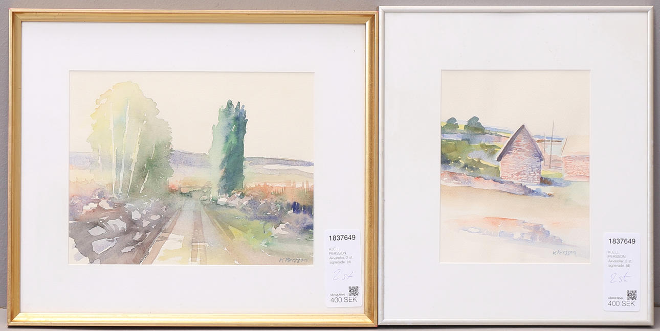 KJELL PERSSON. Akvareller, 2 st, signerade.