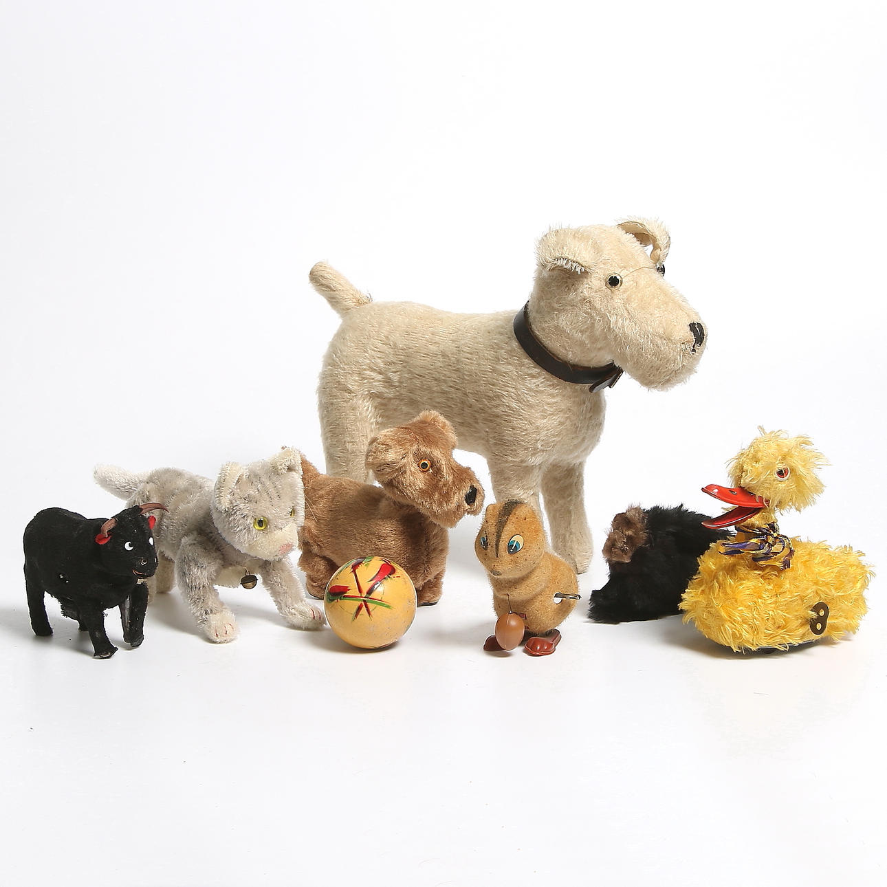 PARTI LEKSAKSDJUR, 8 delar, varav 5 mekaniska. 1950-tal.