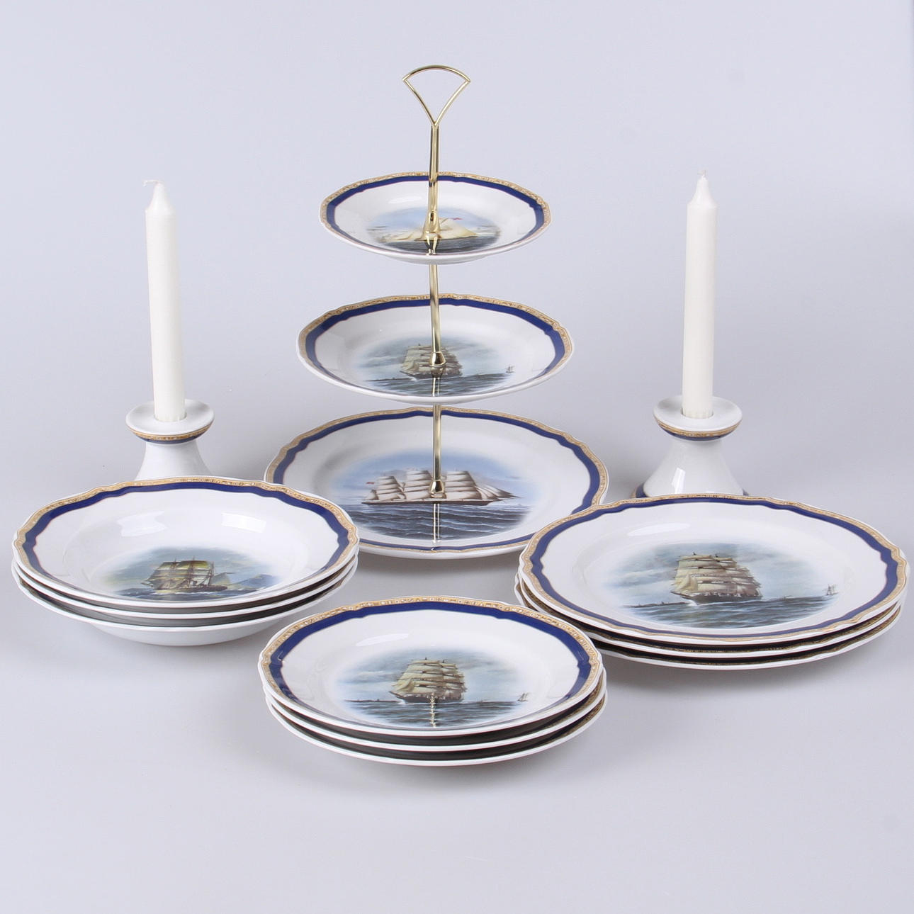 KAKFAT, samt servisdelar, 12 st. motiv av segelfartyg, Fyrklövern.