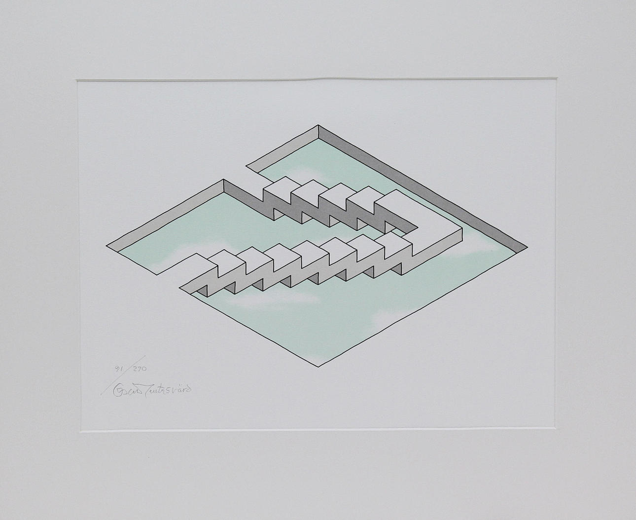 OSCAR REUTERSVÄRD. Omöjlig figur. Färglitografi. Signerad. 91/290.