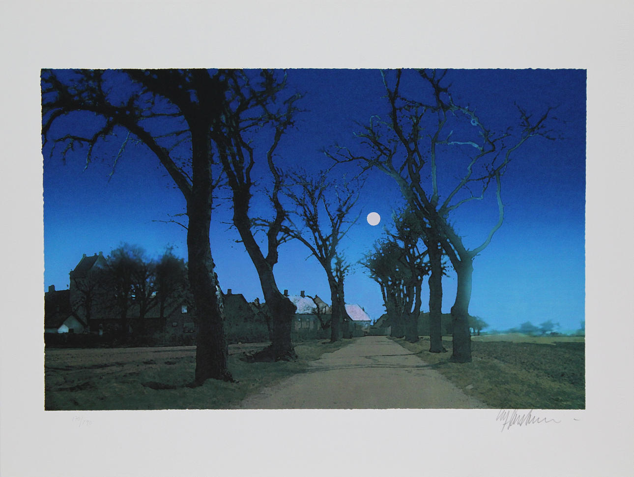 ULF ONSBERG. Månbelyst landskap. Färglitografi. Signerad. 170/190.