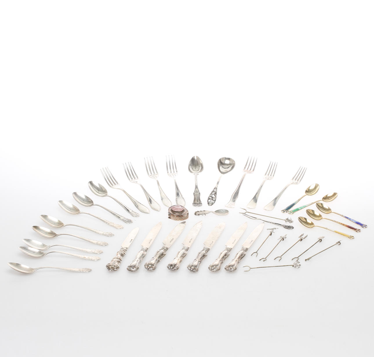 PARTI SILVER, mestadels bestick, 18 & 1900-tal.