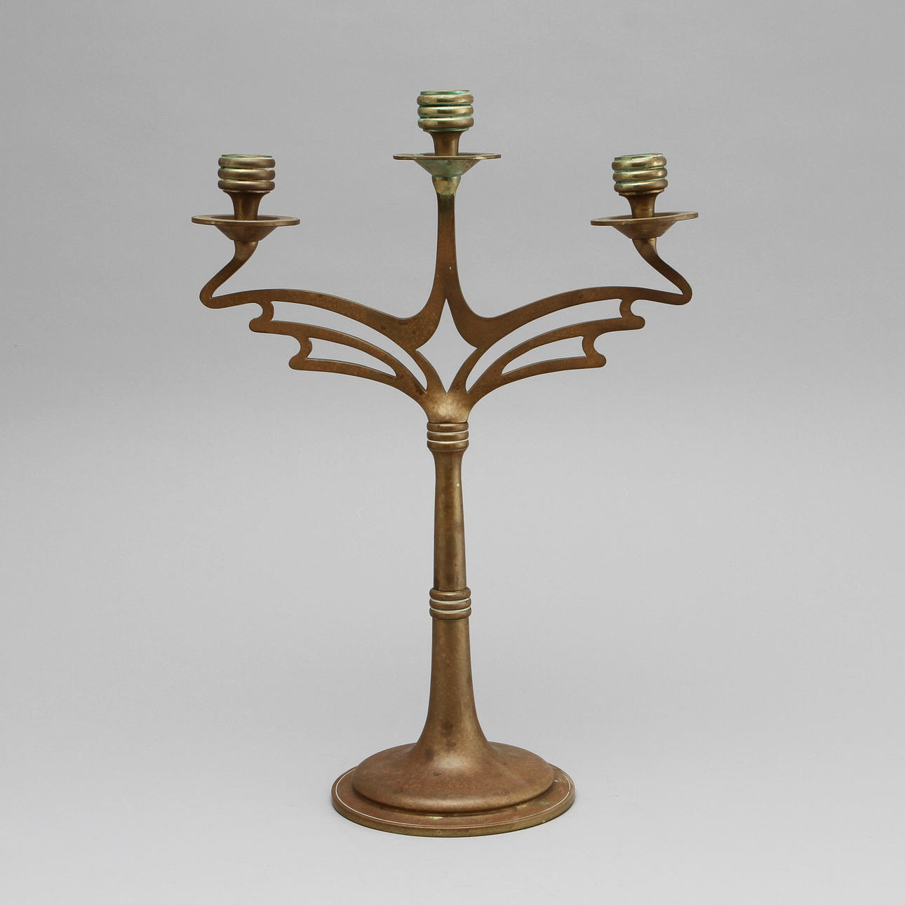 KANDELABER, mässing, jugend 1900-talets början, Georg Wojidkow och co Malmö.