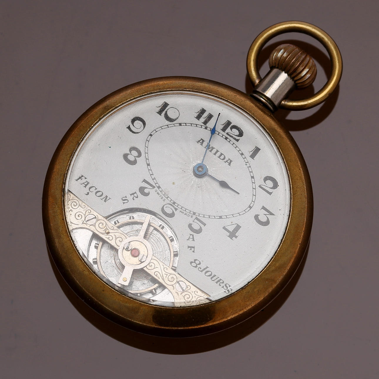 RELOJ DE BOLSILLO, latón, Amida, 1912.