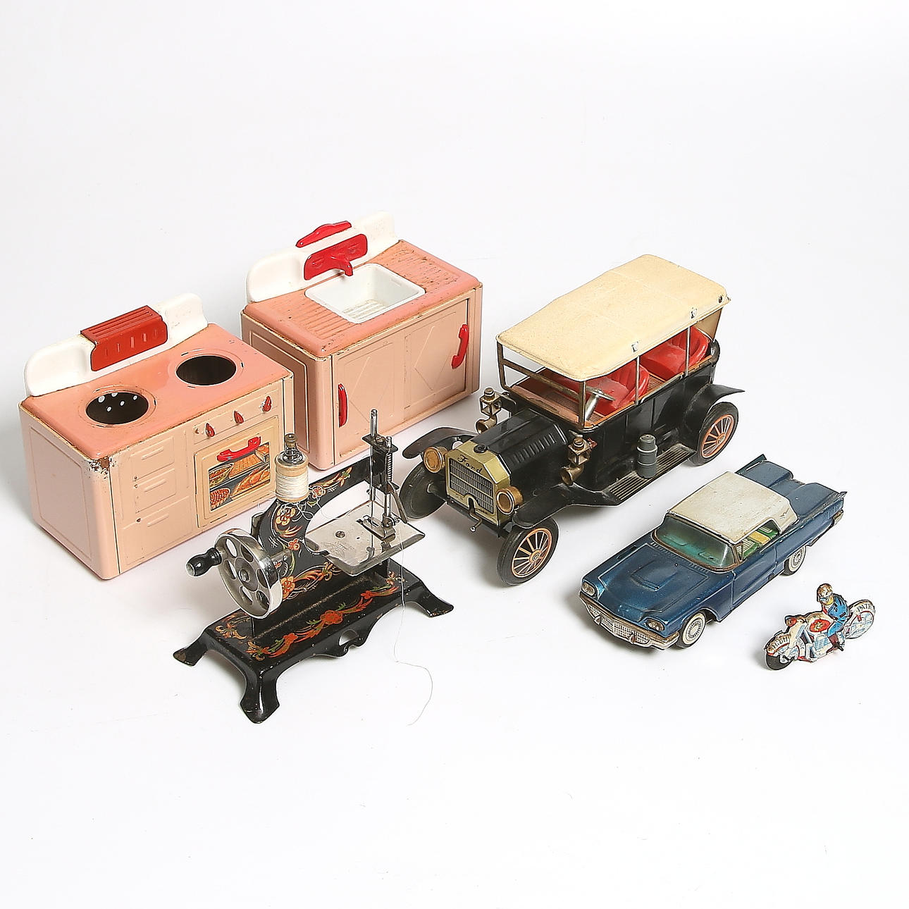 PARTI LEKSAKER, 6 delar, plåt. 1950-tal.