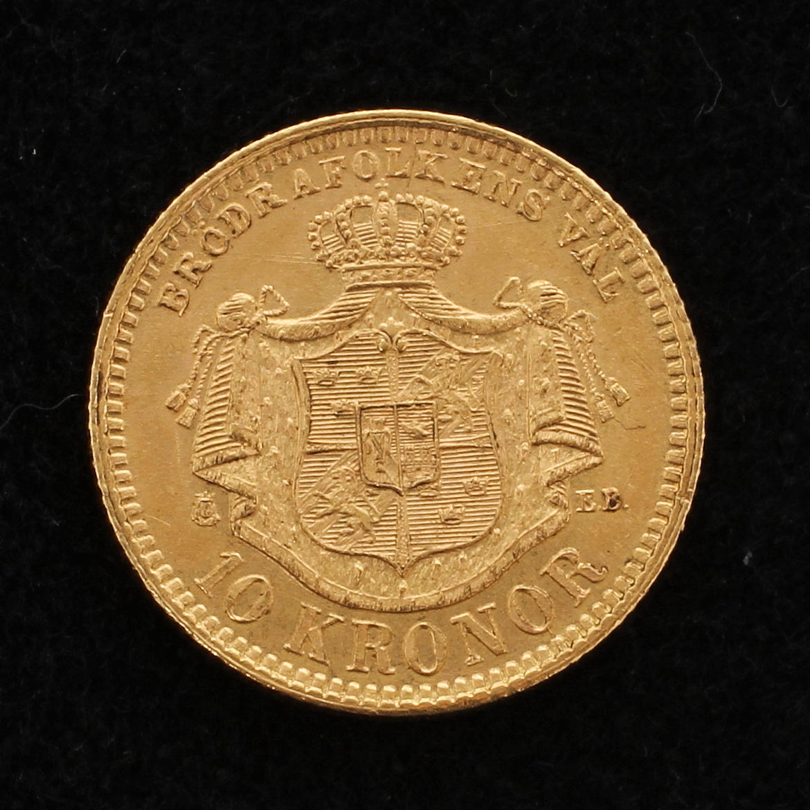GULDMYNT, 10 kronor, Oscar II, 1876.