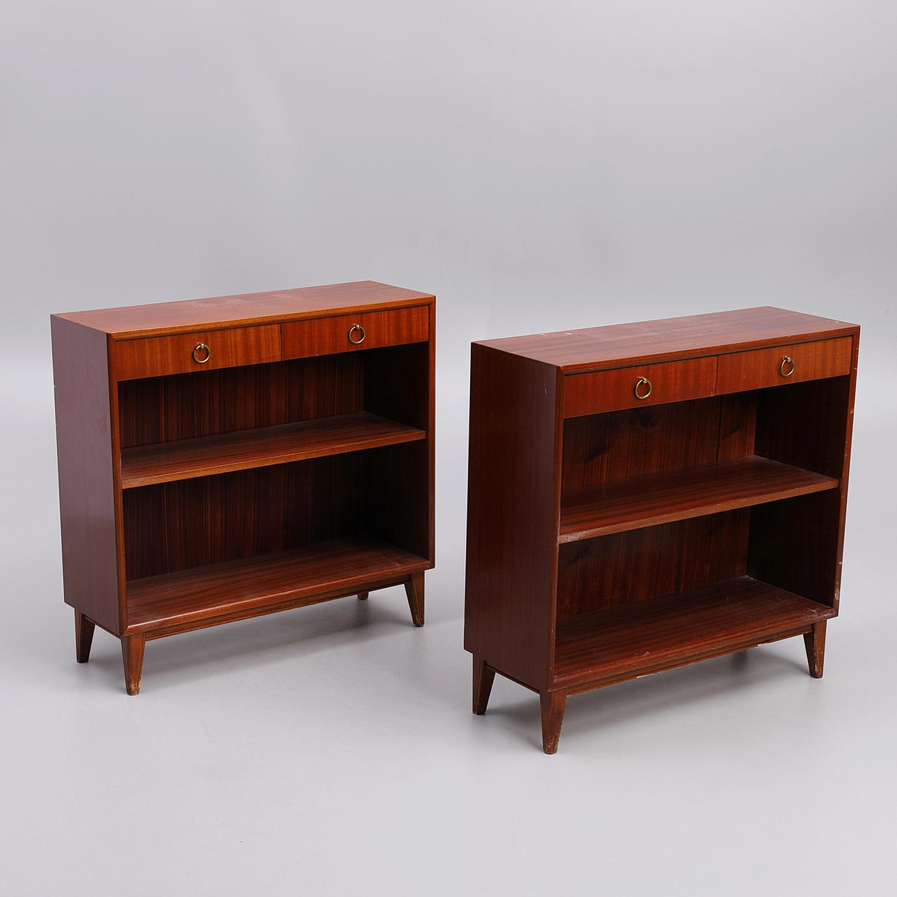 BOOKSHELVES 1 pair, 1940s/50s.